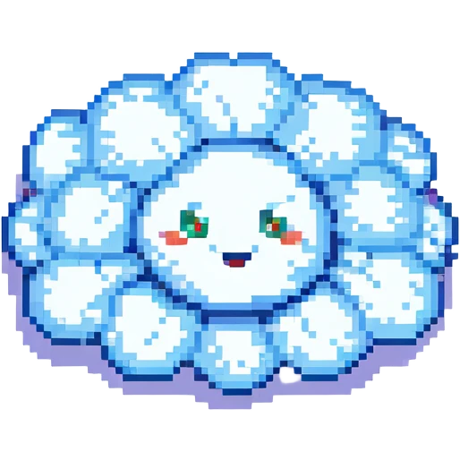 a pixel art cloud with a cheerful expression emoji