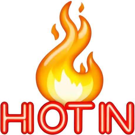  neon sign with the word hot emoji