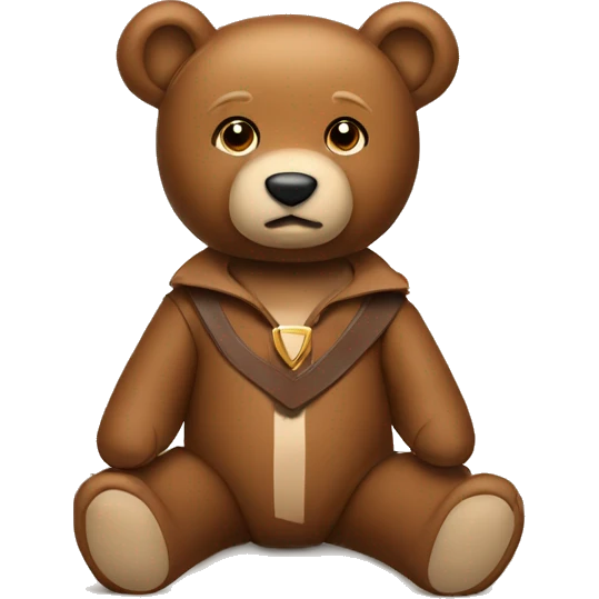 Light Brown Teddy bear with a Brown Bowie emoji