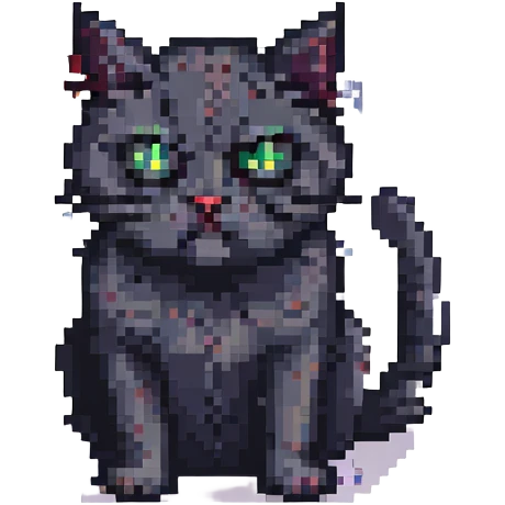 angry black cat, pixel art style emoji