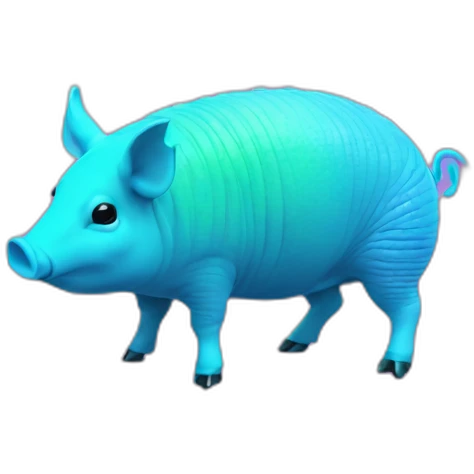 Vaporwave cyan gradient pig armadillo cow centipede insect emoji