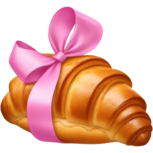 croissant with a pink ribb emoji