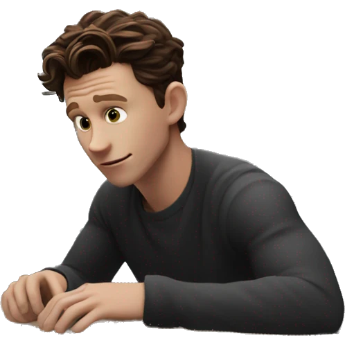 tom holland at his desk looking at his computer emoji