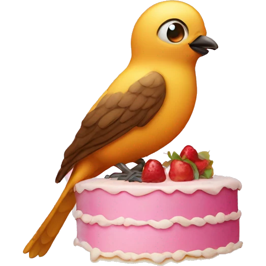 bird with cake emoji