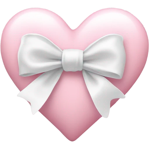 Pastel pink heart with white bow emoji