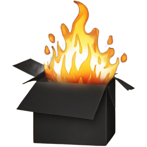 black carboard box with fire in it emoji