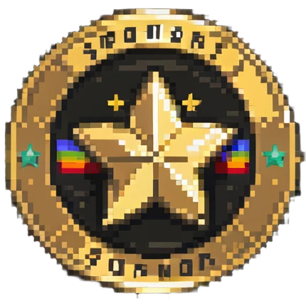 A shiny gold badge with a star and 'SPONSOR' text emoji
