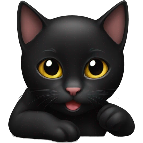 black cat licking its back emoji