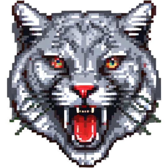 grey wildcat with a red nose and tongue emoji