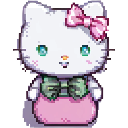 Hello Kitty pixel art, pink and white aesthetic, very girly, surprised emotion, Discord emoji pack emoji