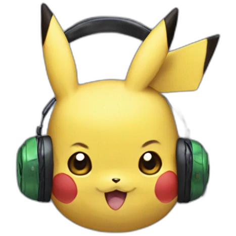 pikachu wearing gaming headset emoji
