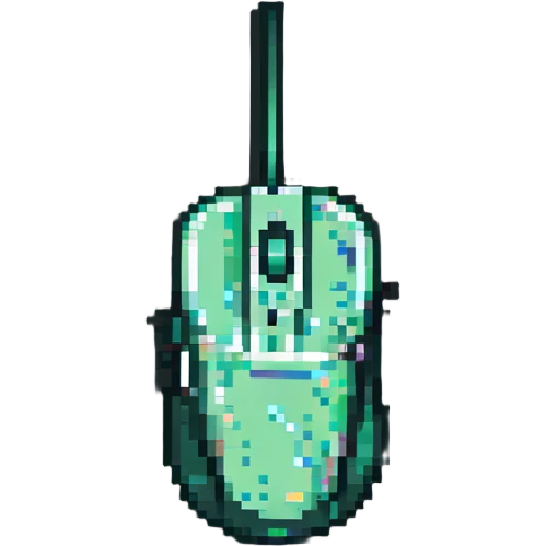 computer mouse, green emoji