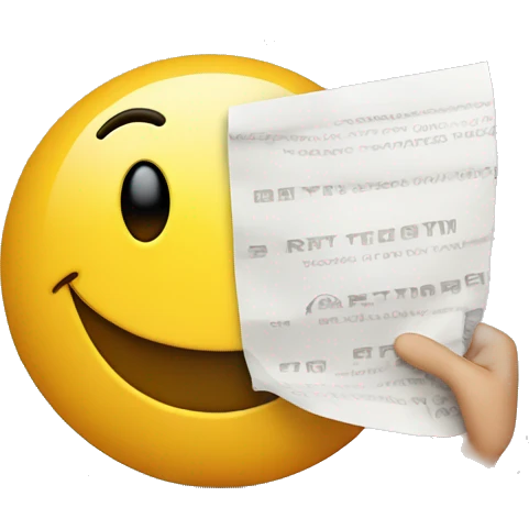 Smiley face holding paper in hand, pointing at it and saying RTFM emoji
