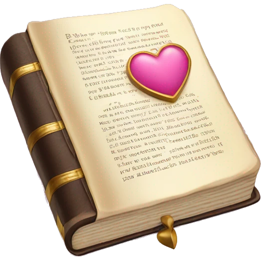 Bible with a heart-shaped bookmark, pink and gold details emoji
