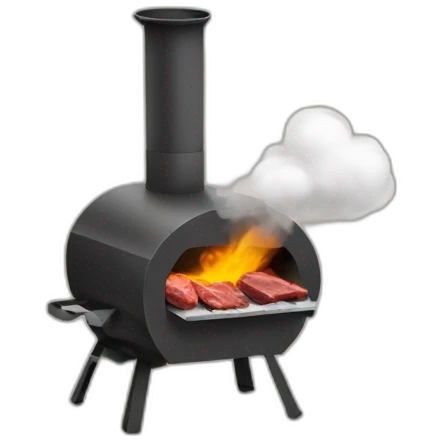 a meat smoker in the backyard billowing smoke emoji