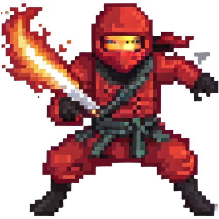 Red ninja shooting fire emoji