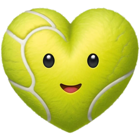 A tennis ball In a shape of a love heart emoji
