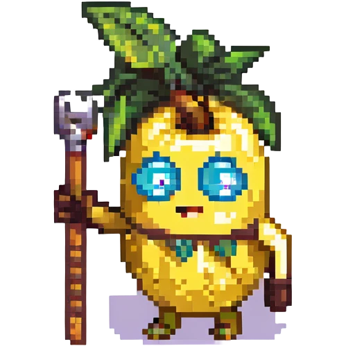 banana with eyes and a pickaxe emoji
