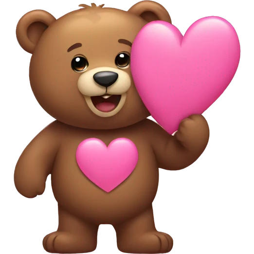 Bear with pink heart emoji