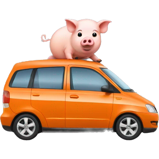 Pig driving orange mpv car emoji