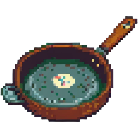 frying pan, retro video game look emoji