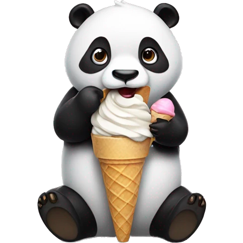 Panda eating ice cream emoji