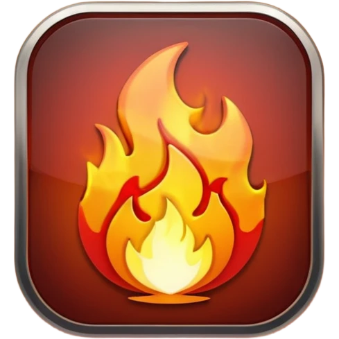 play button with flames emoji