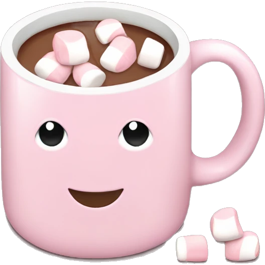 Light Pink mug of hot chocolate with marshmallows  emoji