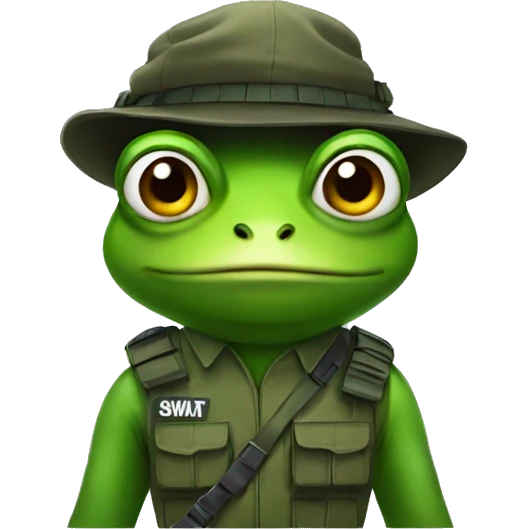 frog wearing in swat costume  emoji