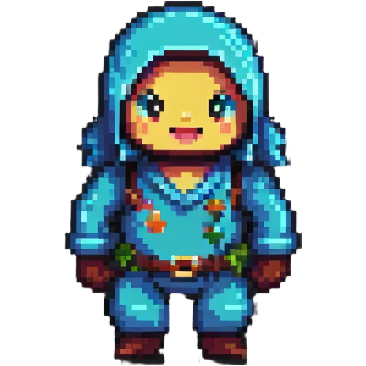 pixel art character resembling حزلقوم with a playful and humorous look emoji