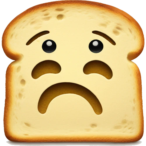 exaggerated sad expression on a toast-face sad toast emoji
