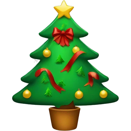 a christmas tree with a bow on it emoji