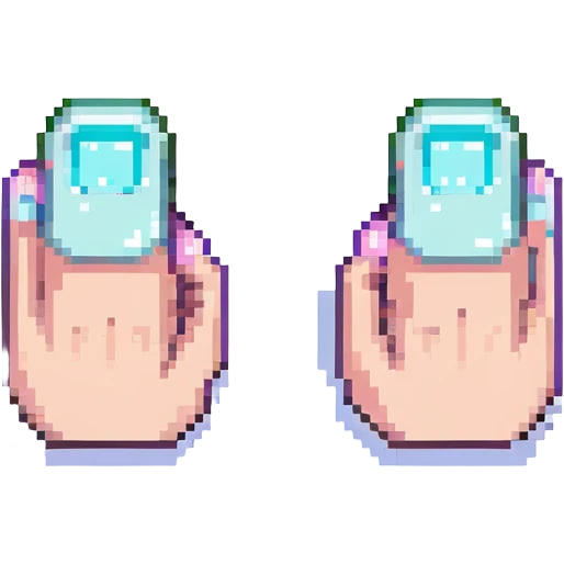 pixel art fingernails, simple, blocky, pastel colors emoji