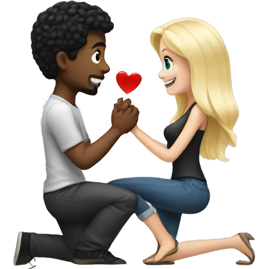 Black hair guy proposing to blonde girl  emoji