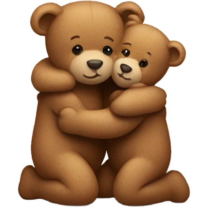 two teddy bear hug with love emoji