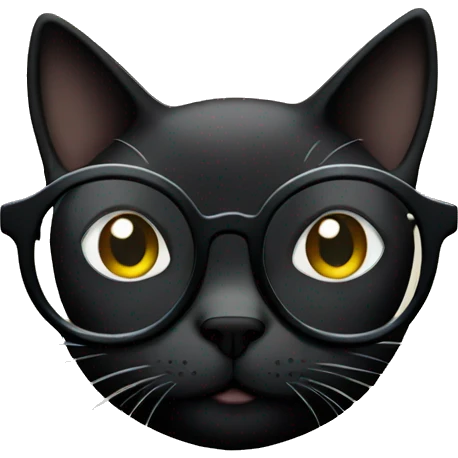 black cat with round glasses emoji