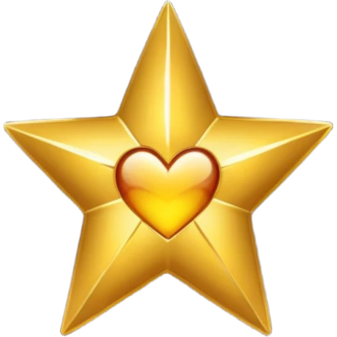 A star with a heart inside, golden and black emoji