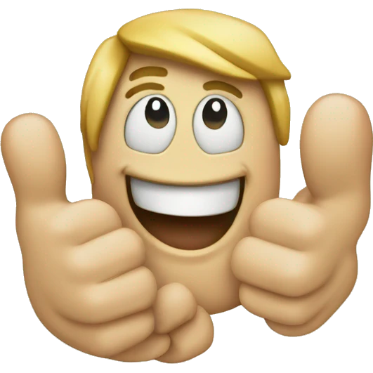 Smily face with two hands thumbs up emoji