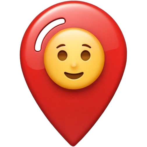 Emoji of a location pin, iPhone emoji style. Flat design, smooth gradients, rounded edges, soft shadows, clean look, white background emoji