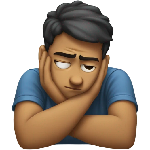 bored student leaning on hand emoji