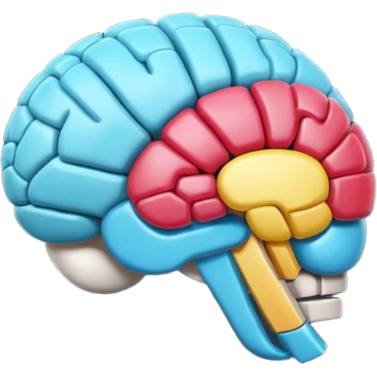 cerebro 3D con zona parietal derecha iluminada emoji