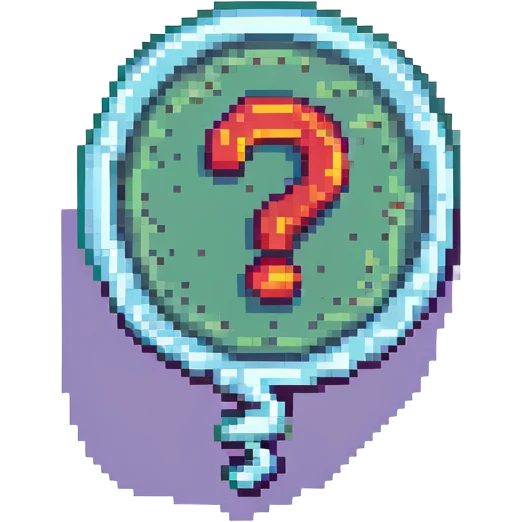 pixel art style question bubble, simple, 8-bit, with a question mark inside emoji