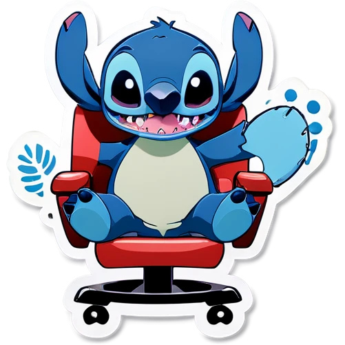 Stitch standing in a massage chair emoji