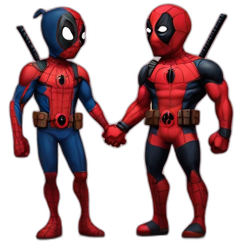 Deadpool and Spiderman holding hands emoji