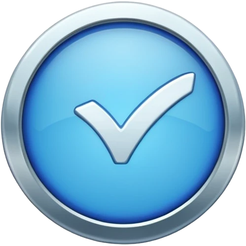 A blue check mark badge with a tick inside a cycle emoji
