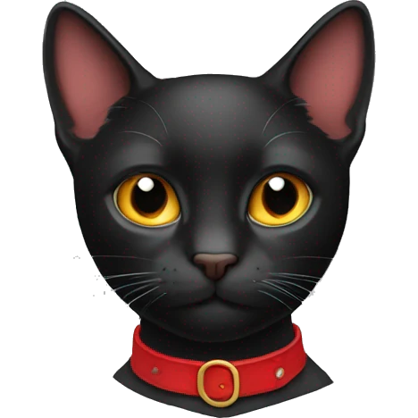 Gato Negro de collar rojo emoji