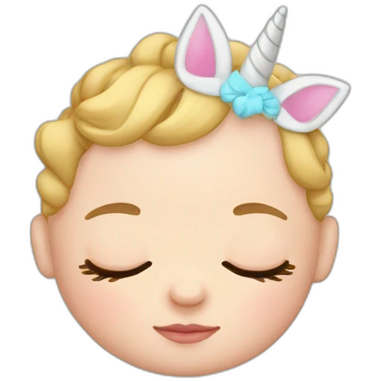 Sleeping white Newborn with unicorn headband emoji