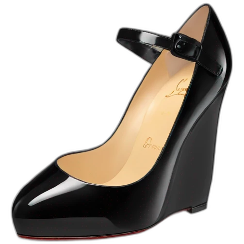 One WEDGE heel LOUBOUTIN black PATENT emoji