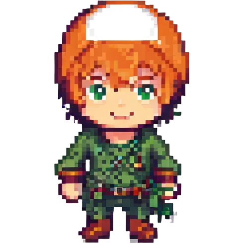 Segmia boy, playful character, pixel art style emoji