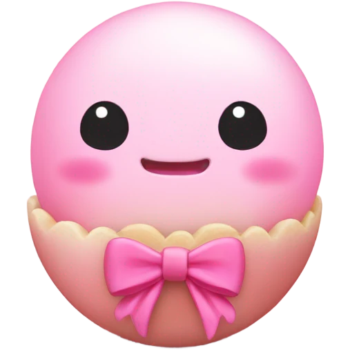 Cute pink moochi with a bow emoji